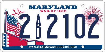 MD license plate 2AD2102