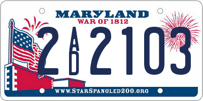 MD license plate 2AD2103