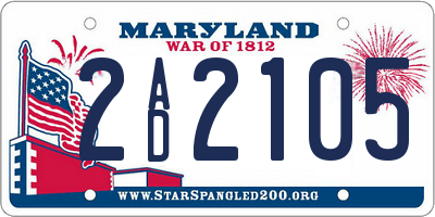 MD license plate 2AD2105