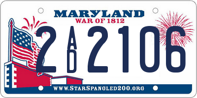 MD license plate 2AD2106