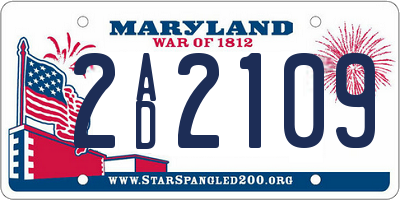 MD license plate 2AD2109
