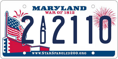MD license plate 2AD2110