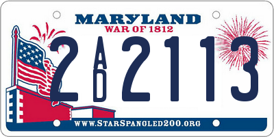 MD license plate 2AD2113