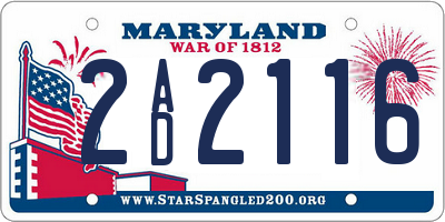 MD license plate 2AD2116