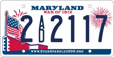 MD license plate 2AD2117