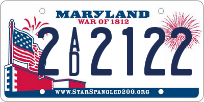 MD license plate 2AD2122
