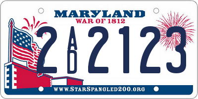MD license plate 2AD2123