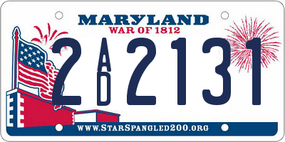 MD license plate 2AD2131
