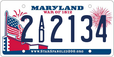MD license plate 2AD2134