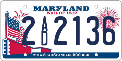 MD license plate 2AD2136