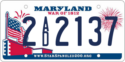 MD license plate 2AD2137