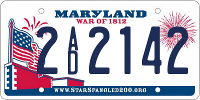 MD license plate 2AD2142