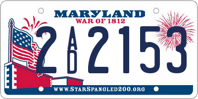 MD license plate 2AD2153