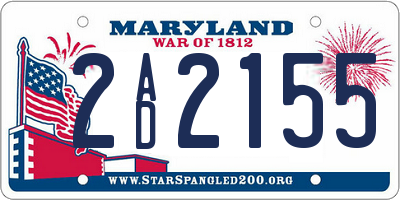 MD license plate 2AD2155