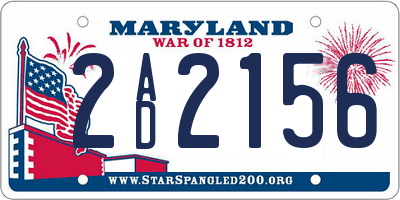 MD license plate 2AD2156