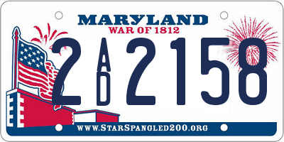 MD license plate 2AD2158