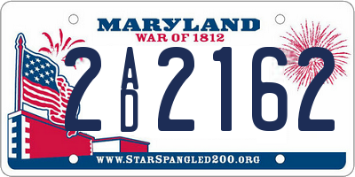 MD license plate 2AD2162