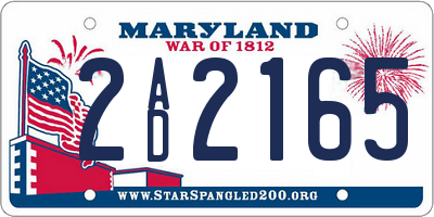 MD license plate 2AD2165
