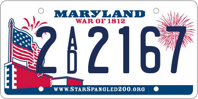 MD license plate 2AD2167