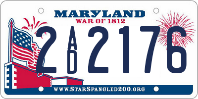 MD license plate 2AD2176
