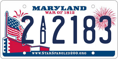 MD license plate 2AD2183