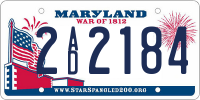 MD license plate 2AD2184