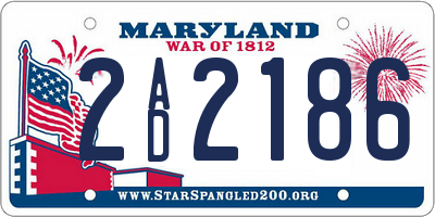 MD license plate 2AD2186