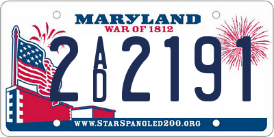 MD license plate 2AD2191