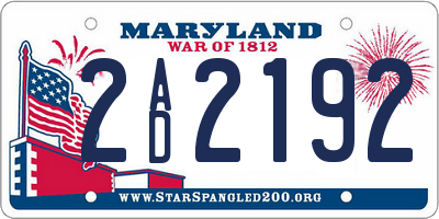 MD license plate 2AD2192