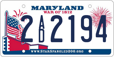MD license plate 2AD2194