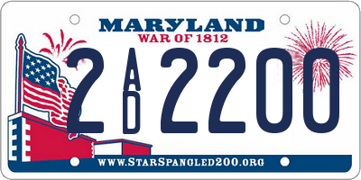 MD license plate 2AD2200