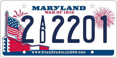 MD license plate 2AD2201