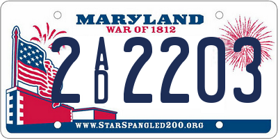 MD license plate 2AD2203