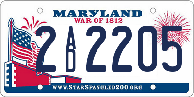 MD license plate 2AD2205
