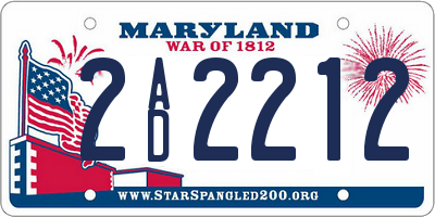 MD license plate 2AD2212