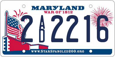 MD license plate 2AD2216
