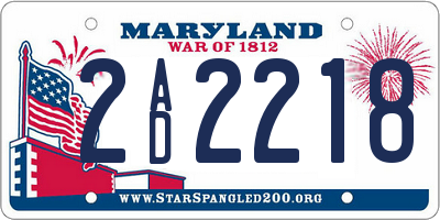 MD license plate 2AD2218