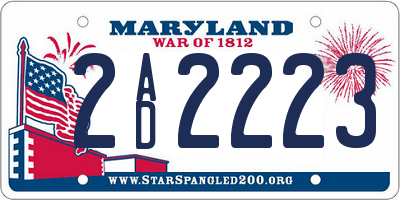 MD license plate 2AD2223