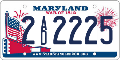 MD license plate 2AD2225