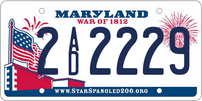 MD license plate 2AD2229