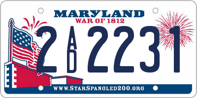 MD license plate 2AD2231
