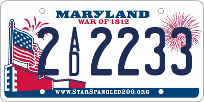 MD license plate 2AD2233