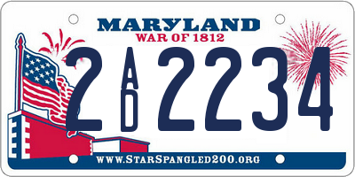 MD license plate 2AD2234