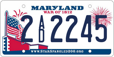 MD license plate 2AD2245