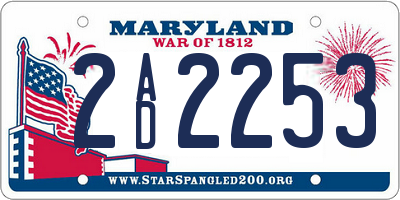 MD license plate 2AD2253