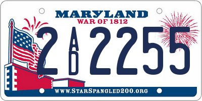MD license plate 2AD2255