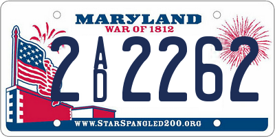 MD license plate 2AD2262