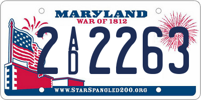 MD license plate 2AD2263