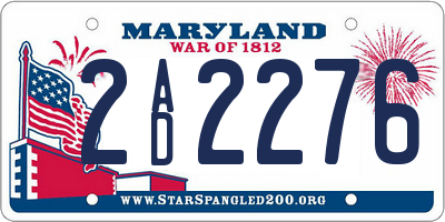 MD license plate 2AD2276
