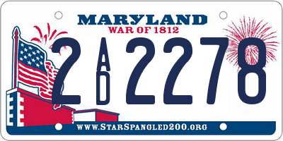 MD license plate 2AD2278